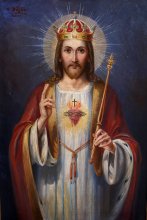 Bild vom heiligsten Herzen Jesu - Bild von W. Wüsten, Mainz 30x40