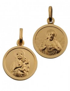 Skapulier-Medaille Messing vergoldet (Double) 10 mm