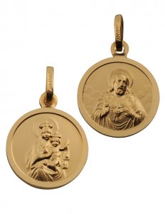 Skapulier-Medaille Messing vergoldet (Double) 12 mm