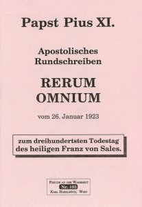 Apostolisches Rundschreiben Rerum omnium [HB 103]