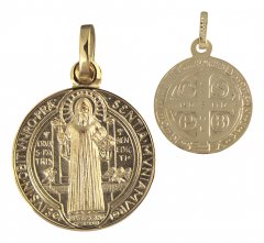 Benediktus Medaille Messing vergoldet (Double) 8 mm
