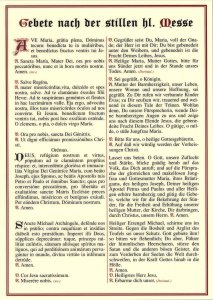 Tafeln für die Liturgie Gebete nach der stillen heiligen Messe / Wettersegen