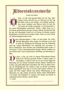 Tafeln für die Liturgie Adventskranzweihe