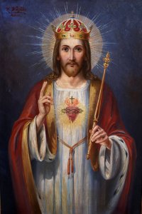 Bild vom heiligsten Herzen Jesu - Bild von W. Wüsten, Mainz 30x40